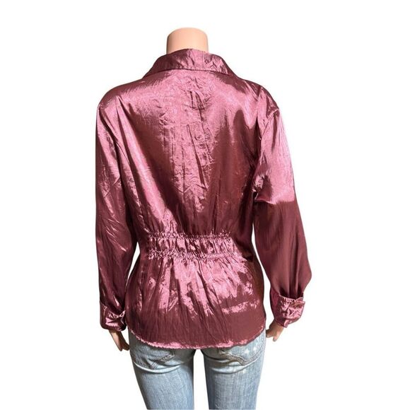 ReneeLamor Women long sleeve button up rose polyester shirt XL - Picture 6 of 7